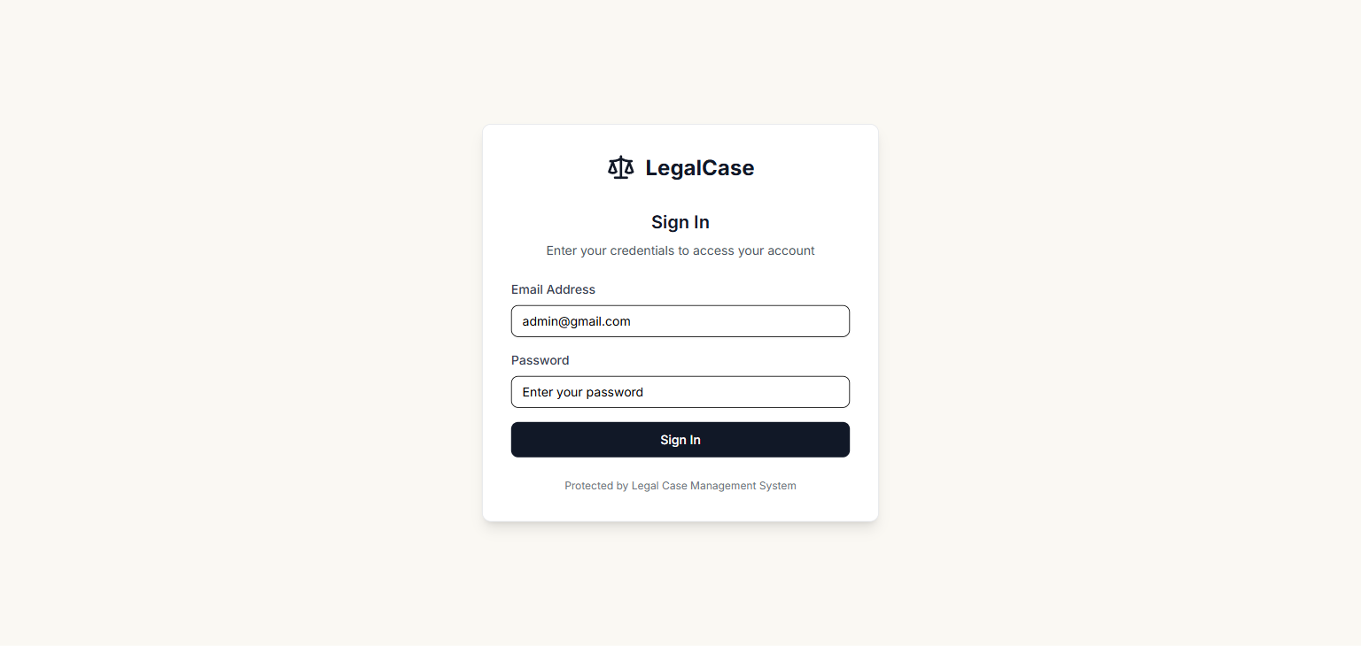 Login page